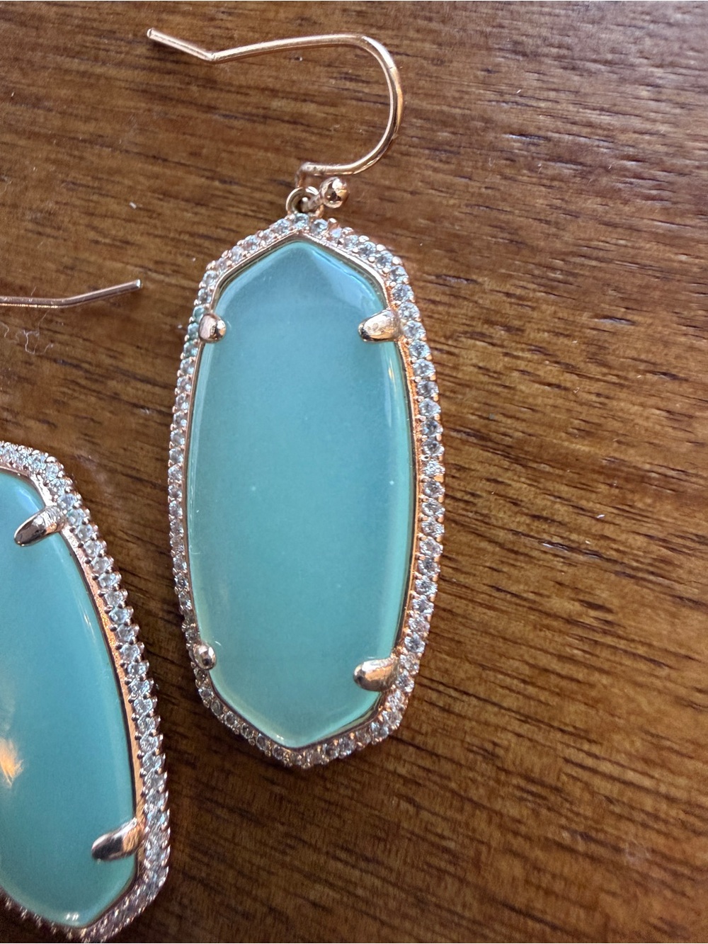 Kendra Scott Gold -Frame Aqua Blue Teardrop Dangle Earrings